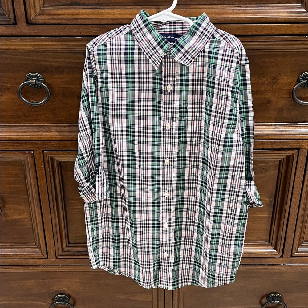 NWT! Boys Janie and Jack Multicolor Plaid Button Down Shirt